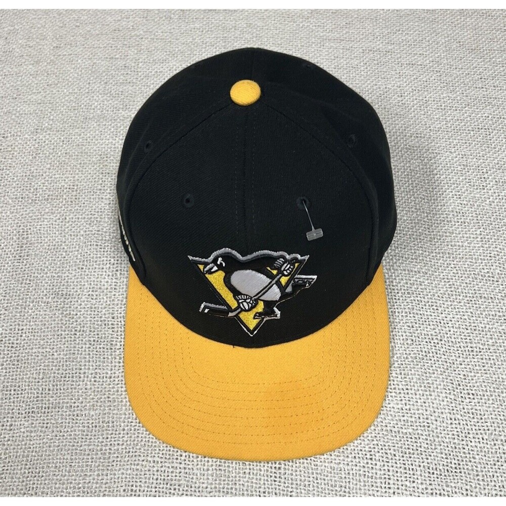 Pittsburgh Penguins Mitchell & Ness Snapback Hat Cap Black n Yellow Adjustable